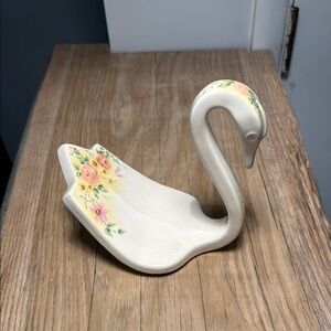 Floral Ceramic Swan Figurine